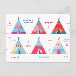 pink tipi postcard