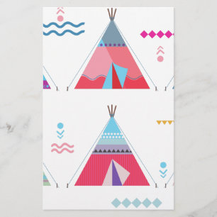 pink tipi stationery