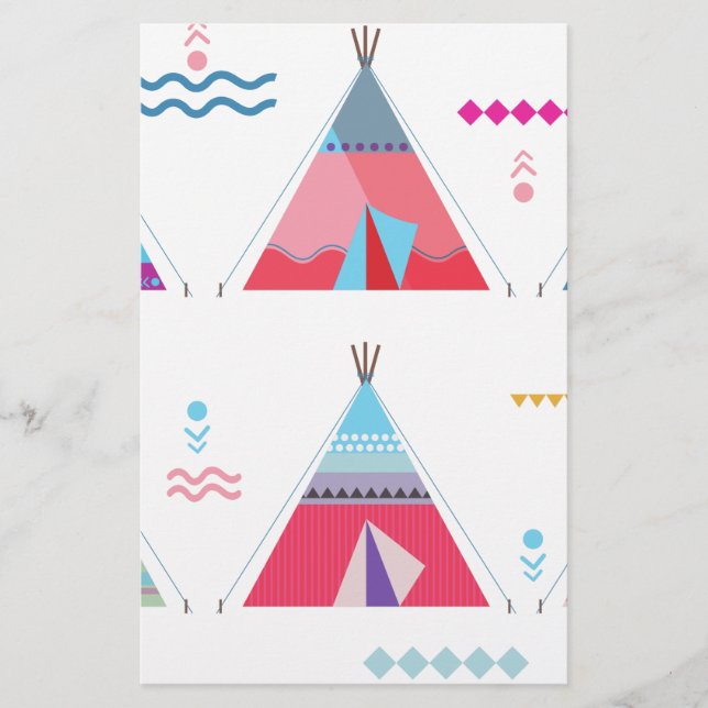 pink tipi stationery (Front)