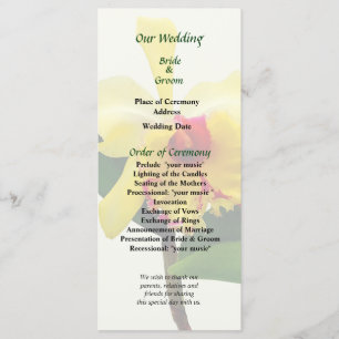 Pink Tipped Yellow orchid Wedding Program