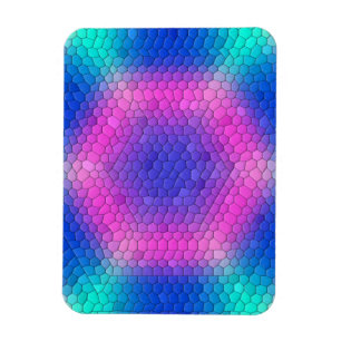 Pink to Blue Holographic Mermaid Scale Hexagons  Magnet