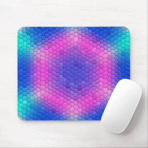 Pink to Blue Holographic Mermaid Scale Hexagons  Mouse Pad