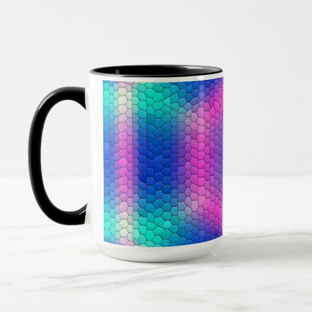 Pink to Blue Holographic Mermaid Scale Hexagons  Mug (Left)