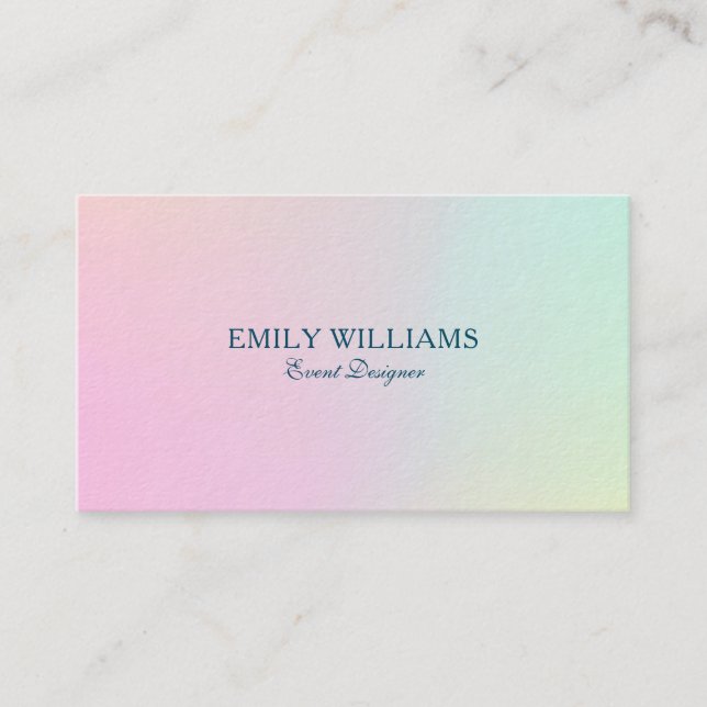 Pink to blue ombre background business card (Front)