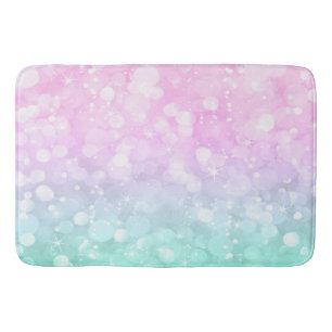 Pink To Green Bokeh Glitter Bath Mat