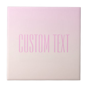 Pink to Peach Sunset Ombre with Customisable Text Ceramic Tile