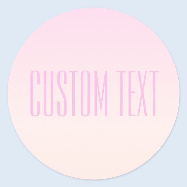 Pink to Peach Sunset Ombre with Customisable Text Classic Round Sticker (Creator Uploaded)