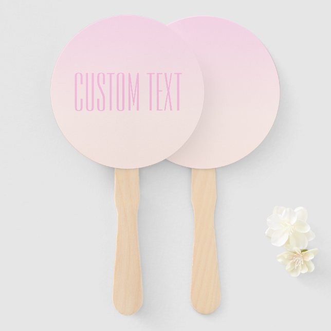 Pink to Peach Sunset Ombre with Customisable Text Hand Fan (Front and Back)