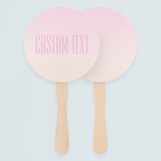 Pink to Peach Sunset Ombre with Customisable Text Hand Fan (Creator Uploaded)