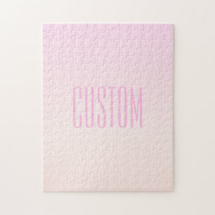 Pink to Peach Sunset Ombre with Customisable Text Jigsaw Puzzle