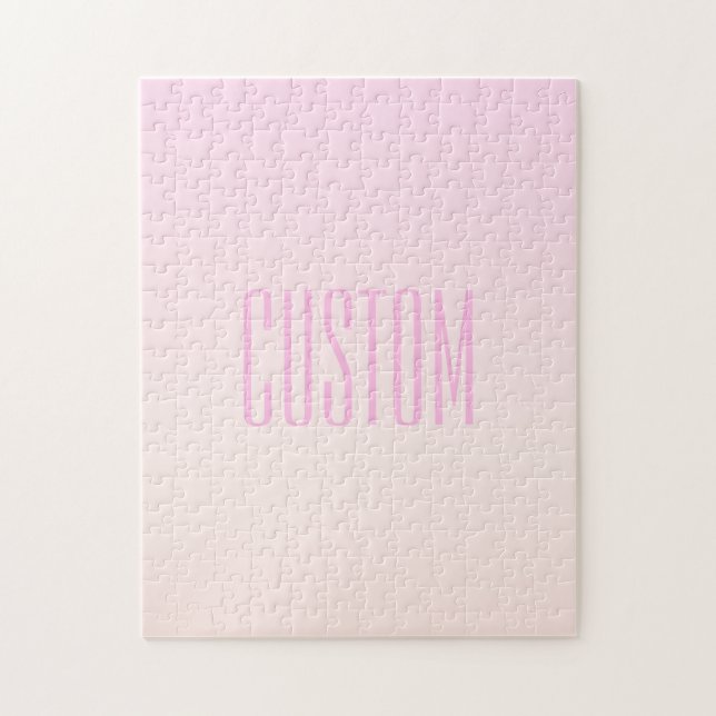 Pink to Peach Sunset Ombre with Customisable Text Jigsaw Puzzle (Vertical)