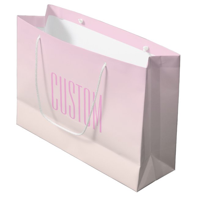 Pink to Peach Sunset Ombre with Customisable Text Large Gift Bag (Front Angled)
