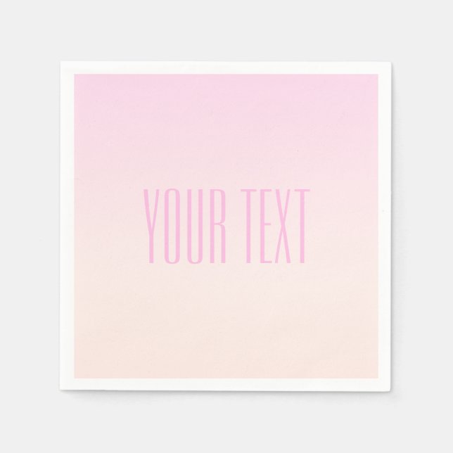 Pink to Peach Sunset Ombre with Customisable Text Napkin (Front)