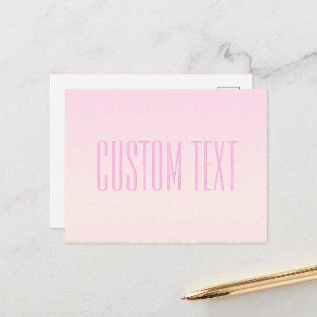 Pink to Peach Sunset Ombre with Customisable Text Postcard (Front/Back In Situ)
