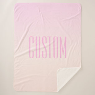 Pink to Peach Sunset Ombre with Customisable Text Sherpa Blanket