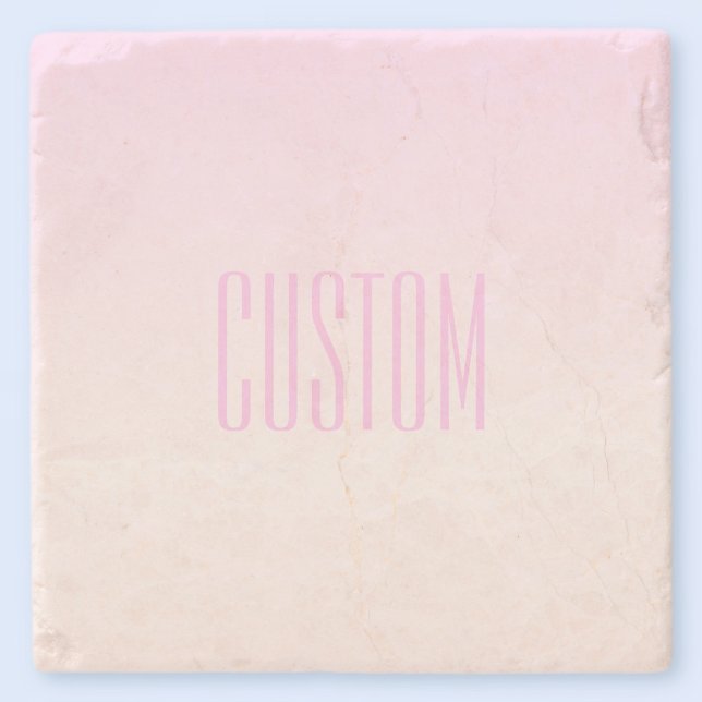 Pink to Peach Sunset Ombre with Customisable Text Stone Coaster (Creator Uploaded)