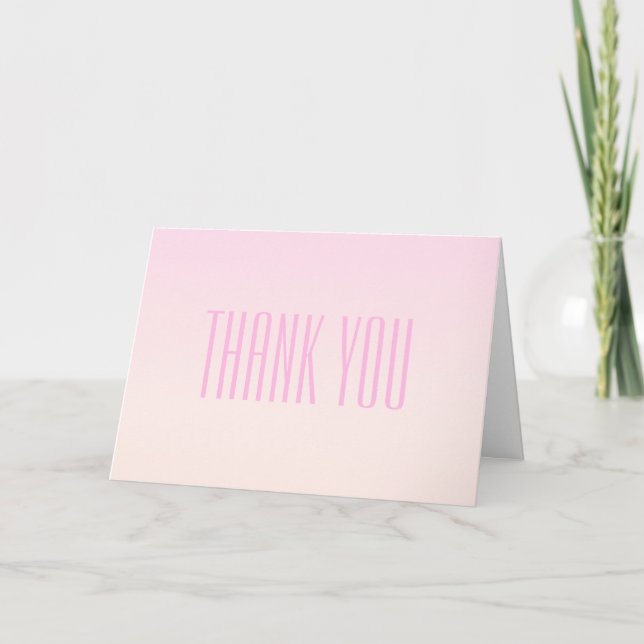 Pink to Peach Sunset Ombre with Customisable Text Thank You Card (Front)