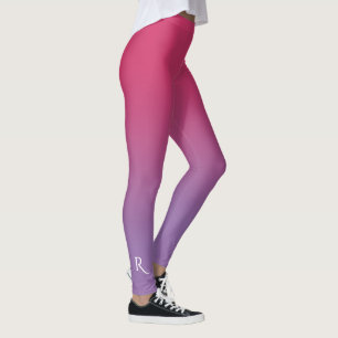 Pink to Purple Gradient with Elegant Monogram Leggings
