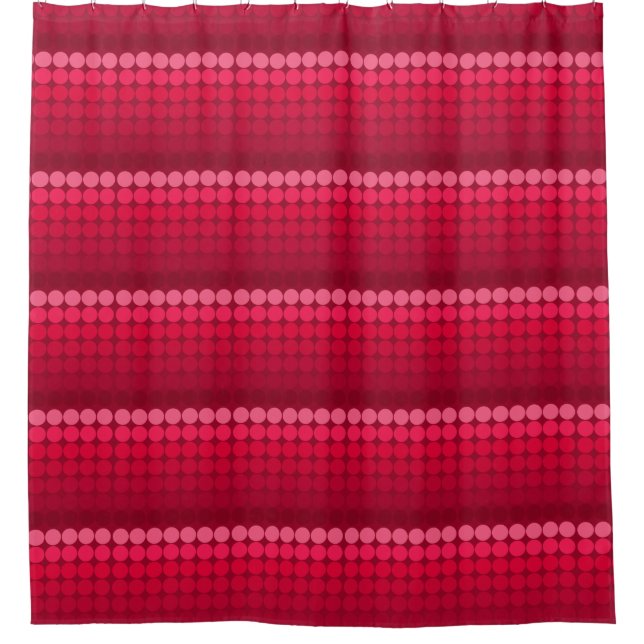 Pink to red Mid century mod dots circles Shower Curtain (Front)