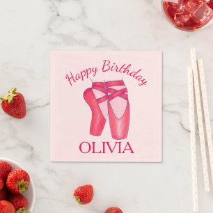 Pink Toe Shoes Ballet Ballerina Dance Birthday Napkin