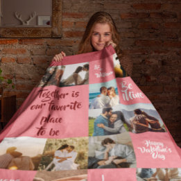 Pink Together Forever Always Love You Valentine  Fleece Blanket