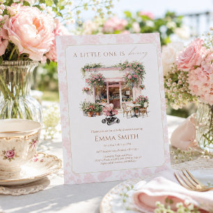 Pink Toile Baby Is Brewing Cafe Coffee Coquette  Thank You Card