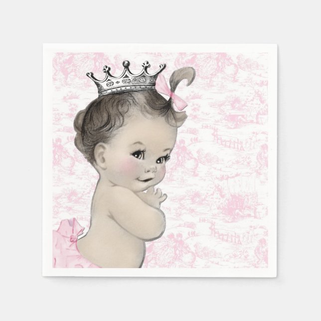 Pink Toile Baby Shower Napkin (Front)