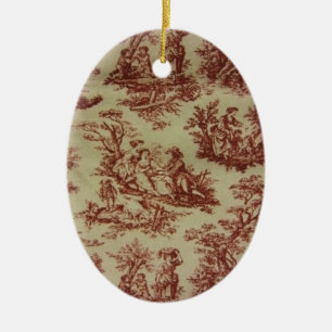 Pink Toile Ceramic Tree Decoration