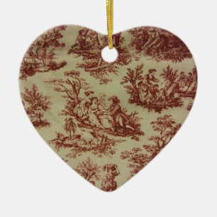 Pink Toile Ceramic Tree Decoration