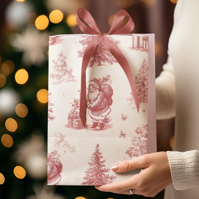 Pink Toile Christmas Pattern Gift Bag (Creator Uploaded)