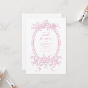 Pink Toile de Jouy Baby Shower Invitation