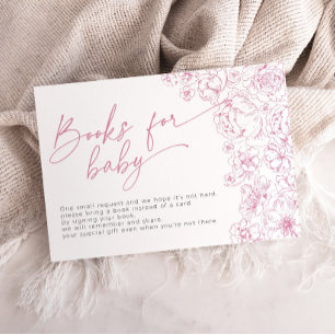 Pink Toile de Jouy Books for Baby Shower Enclosure Card