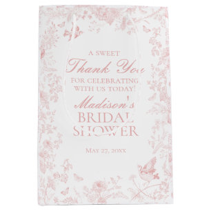 Pink Toile De Jouy Bridal Shower Favours Medium Gift Bag
