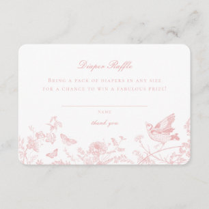 Pink Toile De Jouy Diaper Raffle Invitation Insert