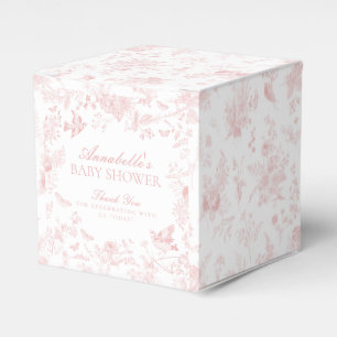 Pink Toile De Jouy Floral Baby Shower Favour Boxes