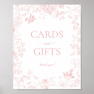 Pink Toile De Jouy Floral Cards and Gifts Sign