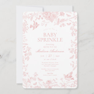 Pink Toile De Jouy French Floral Baby Sprinkle Invitation