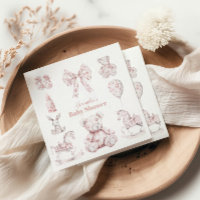 Pink Toile De Jouy Toys Baby Shower