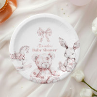 Pink Toile De Jouy Toys Baby Shower