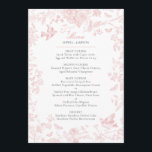 Pink Toile de Jouy Wedding Menu<br><div class="desc">Love is in Bloom! This Pink Chinoiserie Party Decor Collection,  features delicate toile de jouy French floral patterns for timeless elegance.</div>