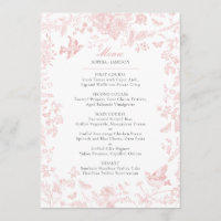 Pink Toile de Jouy Wedding Menu
