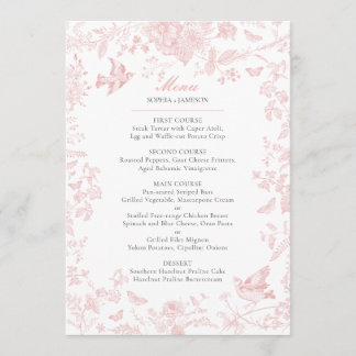 Pink Toile de Jouy Wedding Menu