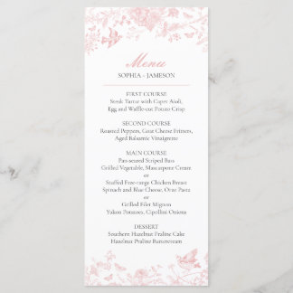 Pink Toile de Jouy Wedding Menu