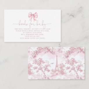 Pink Toile French bow Books for baby ticket Enclosure Card