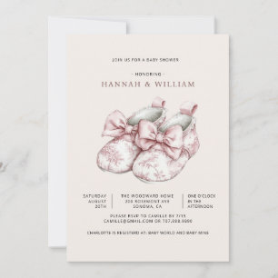 Pink Toile Girl Baby Shower Invitation