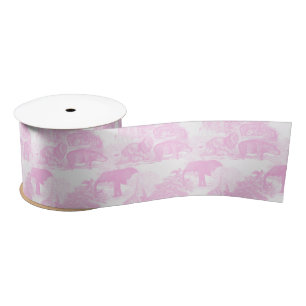 Pink Toile Jungle Animals Safari Chinoiserie Satin Ribbon