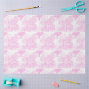 Pink Toile Jungle Animals Safari Chinoiserie Tissue Paper