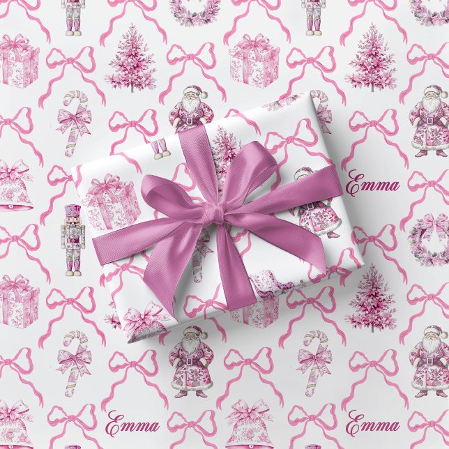 Pink Toile Nutcracker Wrapping Paper Christmas (Creator Uploaded)