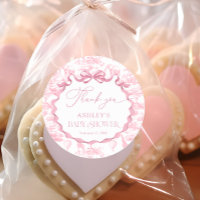 Pink Toile Safari Animal Baby Shower Thank You