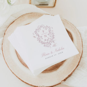 Pink Toile Wedding Paper Napkins Chinoiserie 